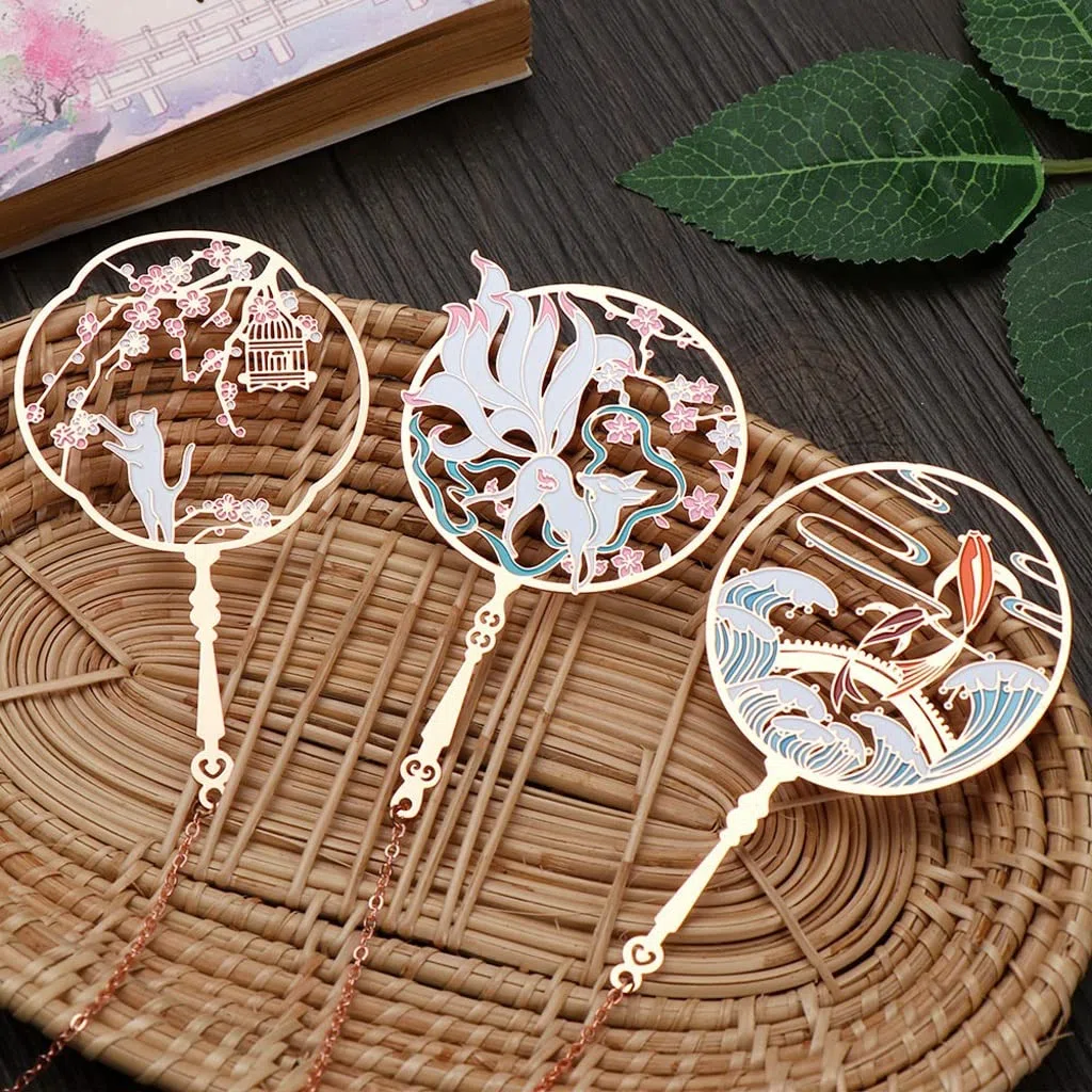 Lesezeichen Metall kreatives Lesezeichen, chinesischer Stil einzigartig aushöhlen Lesezeichen mit Quaste Buchmarker Clip Reader Student Office Schule Schreibwaren Lieferungen Buch Markierungen ( Color
