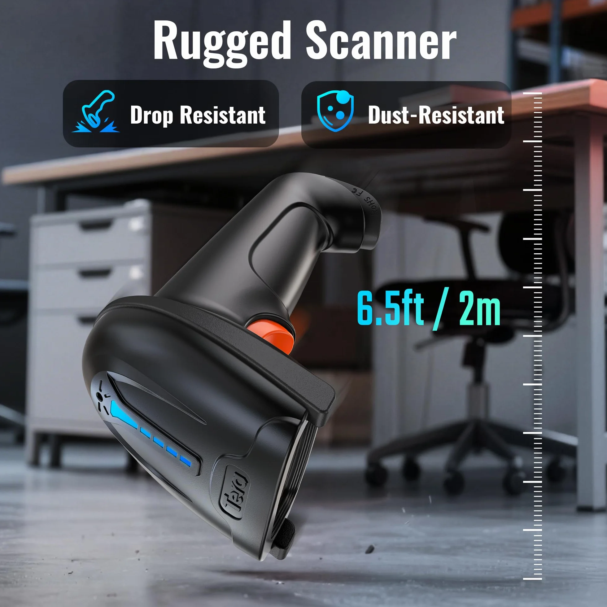 Tera Barcode Scanner 1D 2D QR Wireless Kabellos 2,4 GHz + Wired USB 2,0 Kabelgebunden Handscanner Barcodelesegerät 5 Mil Auflösung 100m Reichweite, Bildschirm-Scannen Unterstützt, D5100