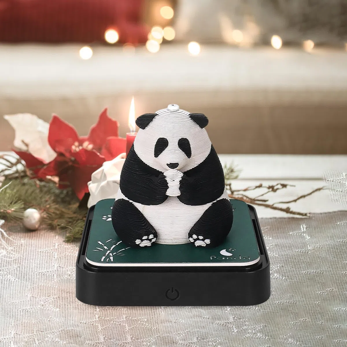 Tischkalender 2025 3D Kunst Schreibtisch Kalender Notiz mit LED Und Acrylbox Dekorativ Und Funktional Als Ornament für Wohnzimmer Zuhause Büro Schlafz, Panda