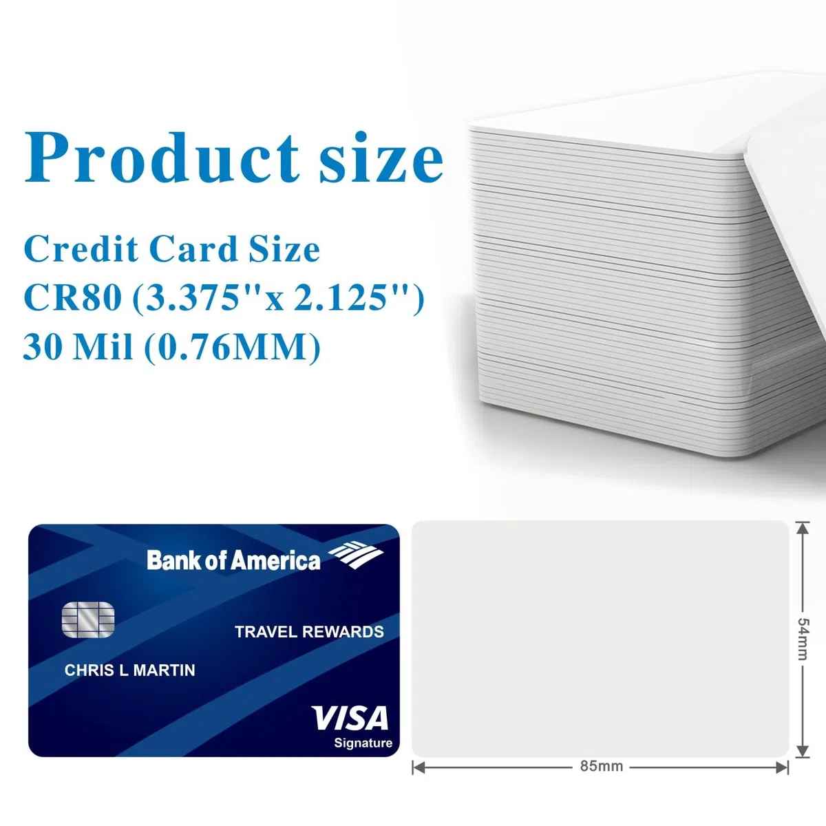 PVC-Karten – Blanko, Weiß, CR80, 760, 250 Stück Timeskey Plastikkarten PVC Card Kompatibel Mit ID Karten Drucker