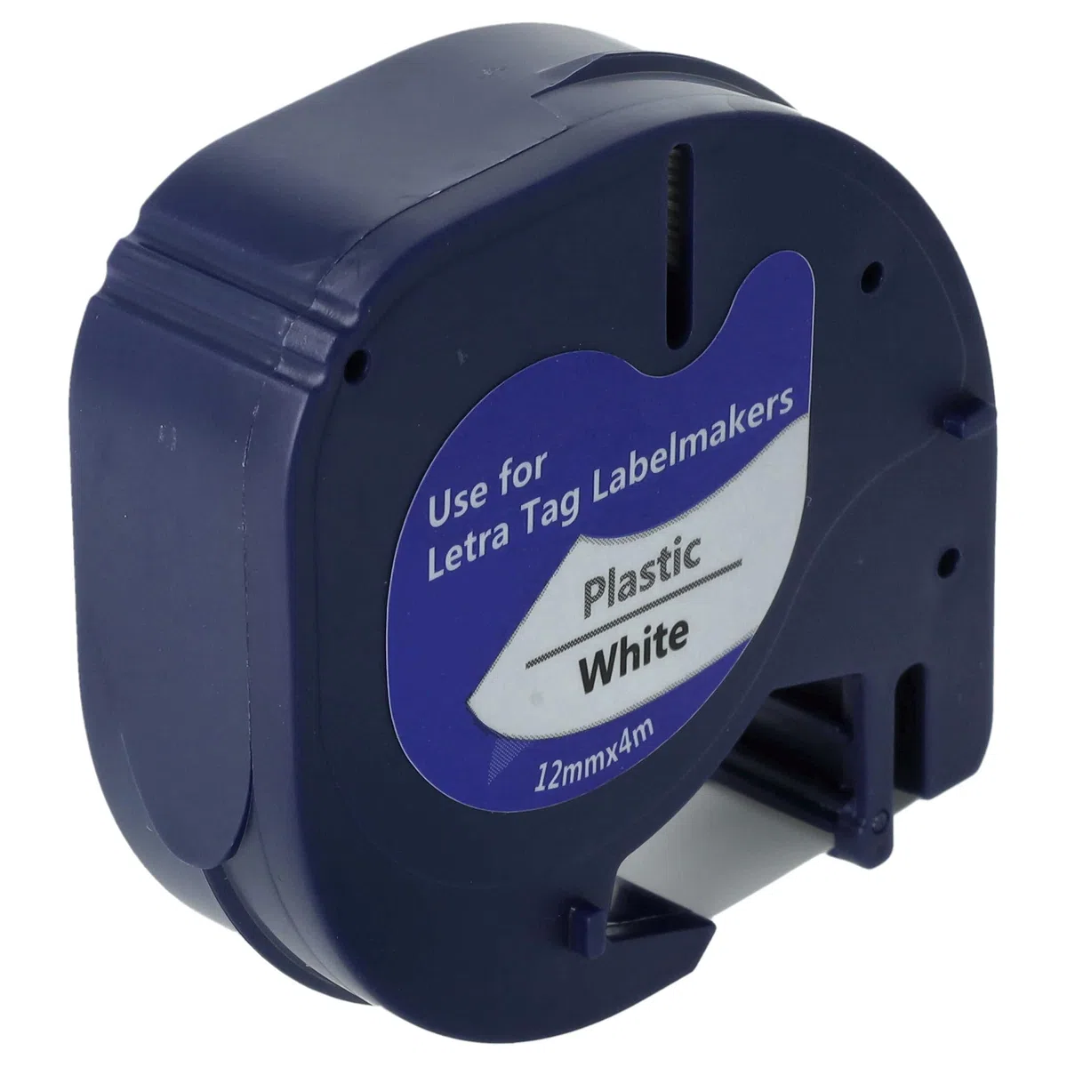 vhbw 10x Schriftband Plastik kompatibel mit Dymo LetraTag Plus LT-100T | XM, 2000, LT-100H Etiketten-Drucker Schwarz auf Weiß 4m x 12mm