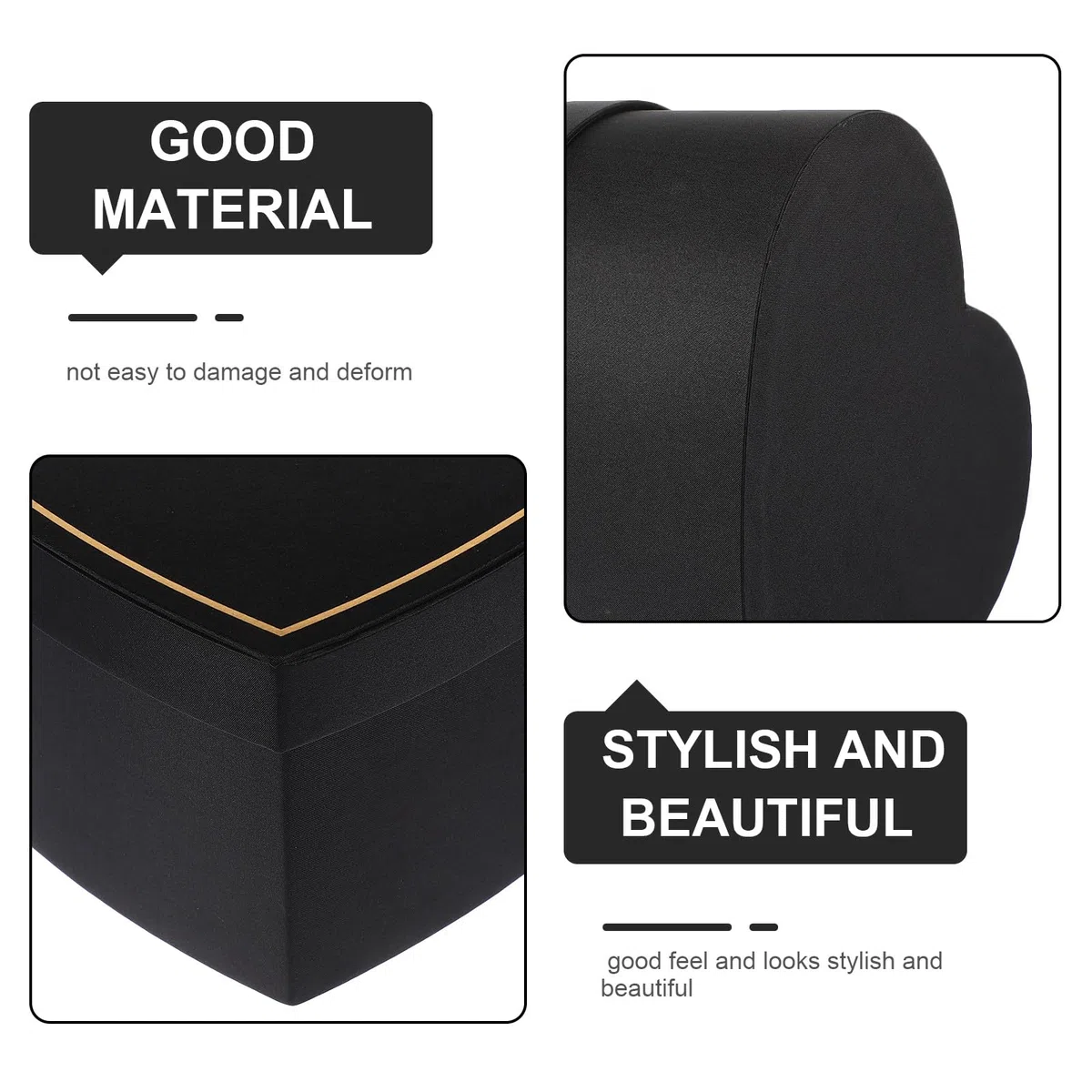 Healeved Geschenkbox Abschlussfest Schwarze Stoffbox mit Deckel Herzförmige als Elegante Verpackung Geschenkbox für Zuhause oder Bridal Shower
