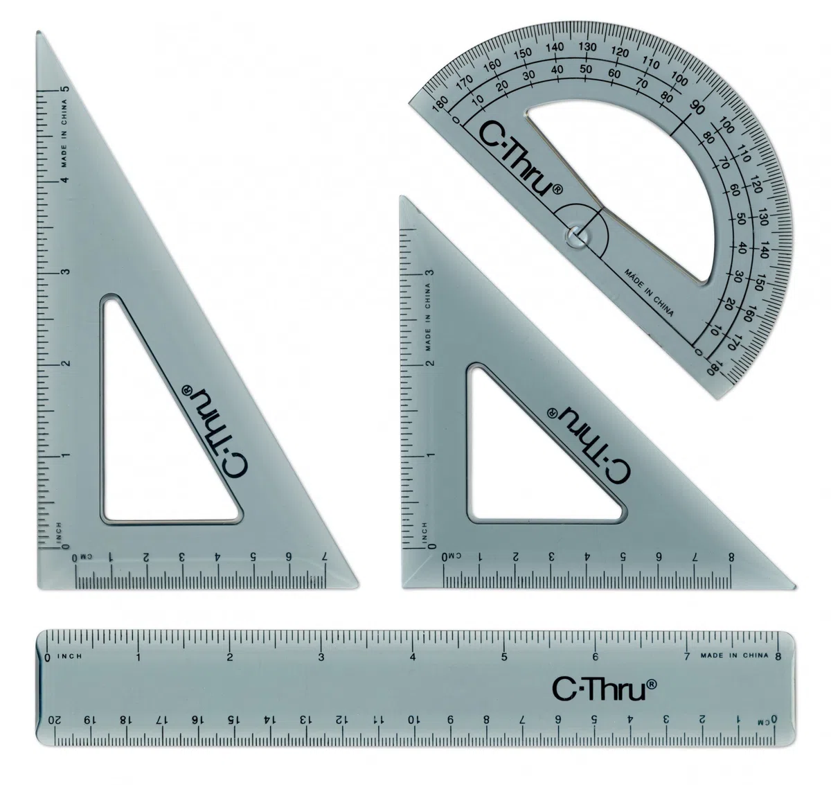 Westcott Ruler and Protractor Combo Set,", Metric, 8", 20cm (KT-2)