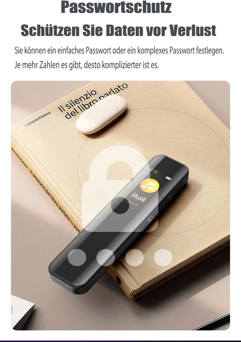 Diktiergerät 64 GB Speicher, Wiederaufladbar Uer USB, Sprachsteuerung, Mit MP3 Player Diktiergerät Mini, Für Kurs, Besprechungs Und Voice Recorder Diktiergerät Mit Schreibfunktion, Voice Recorder