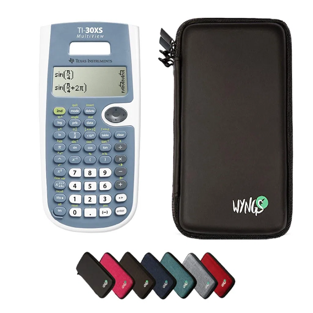 TI-30XS MultiView inkl. WYNGS Schutztasche Schwarz - Wissenschaftlicher Taschenrechner - Basic Set