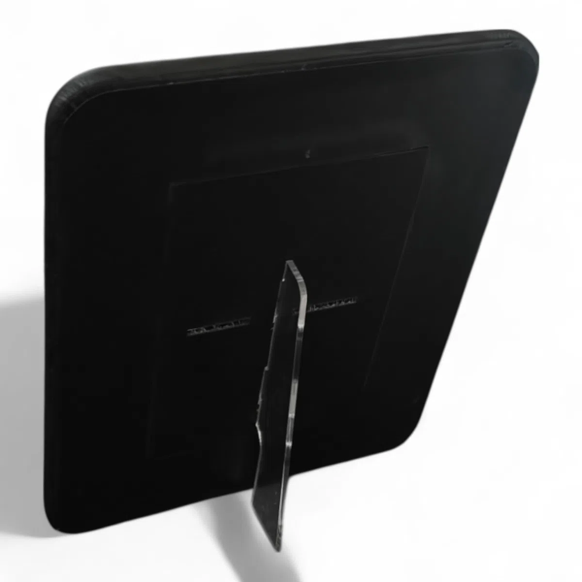 Oggettando Schreibtisch-Set aus schwarzem Kunstleder, 3 in 1, ineinandergreifender Organizer, Stiftehalter, Kartenhalter, Tischrahmen, Schreibtischunterlage – Büro Zuhause (hellblaues Acryl)