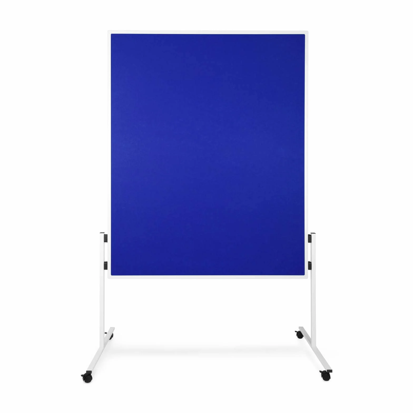 Floordirekt Filz Moderationstafel Metaplanwand mit feststellbaren Rollen | Filztafel Pinnwand | Moderationswand Doppelseitig nutzbar - Stabiler Metallrahmen (150 x 120 cm, Blau)