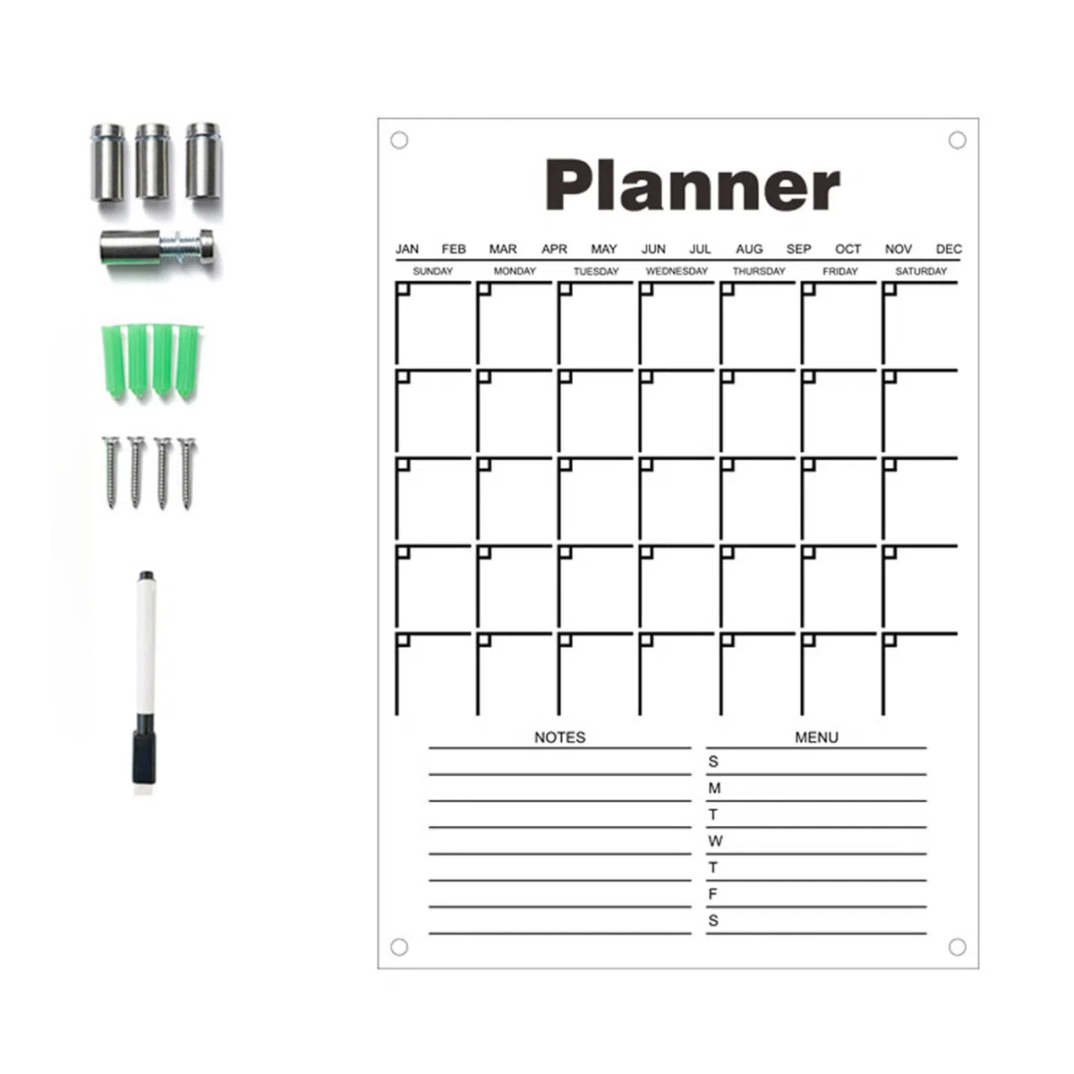 Acryl-Kühlschrankkalender, transparenter Kühlschrankkalender, Wochenplaner, Whiteboard aus Acryl
