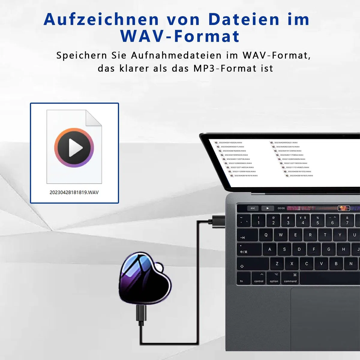 Diktiergerät mini,Aussehen der Halskette,Aufnahmegerät Spionage,Spion abhörgerät,Spion digital Voice Recorder,STTWUNAKE