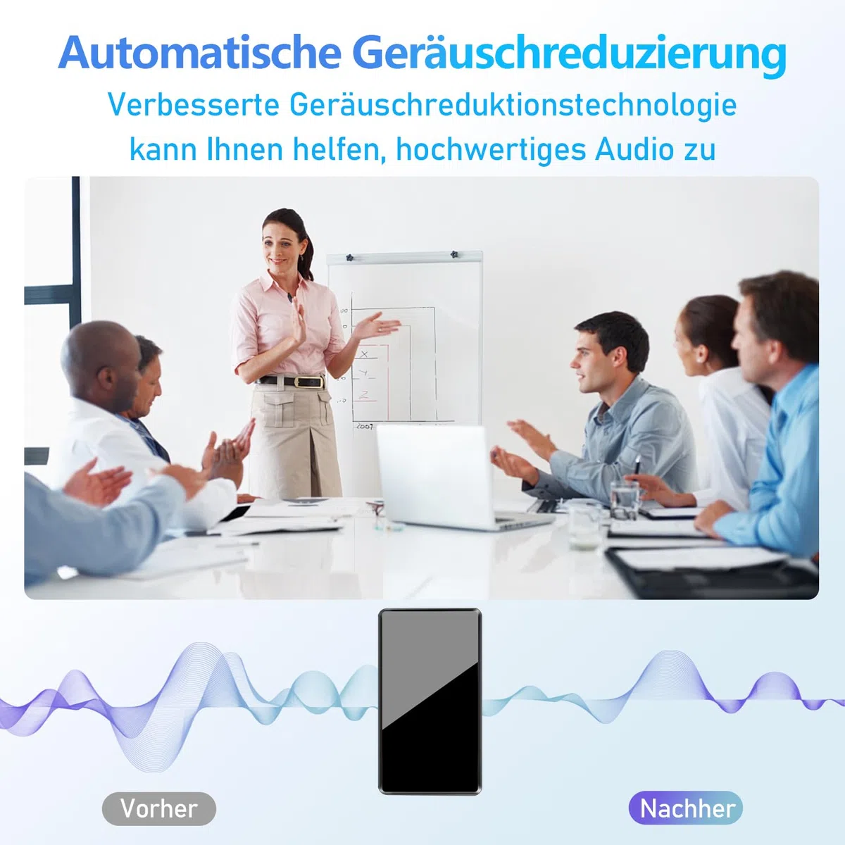 Diktiergerät Mini 64 GB - Voice-Recorder mit Sprachgesteuerter Aufnahme, Rauschunterdrückung, Audio Aufnahmegerät Mini mit Kopfhörer, Wiederaufladbarer Audiorecorder, für Auto/Meetings/Klasse/Vortrag
