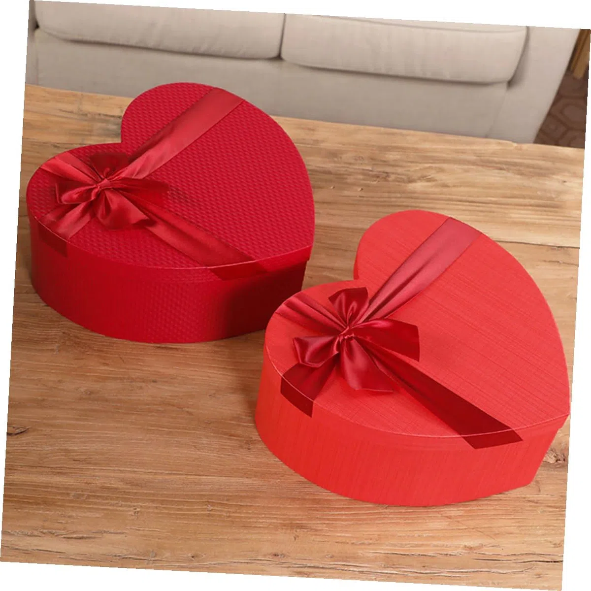 HOODANCOS Herzförmige Geschenkbox 3 Stück Rot mit Deckel und Schleife Papier Aufbewahrungsbox für Valentinstag Hochzeit Kosmetik und Party