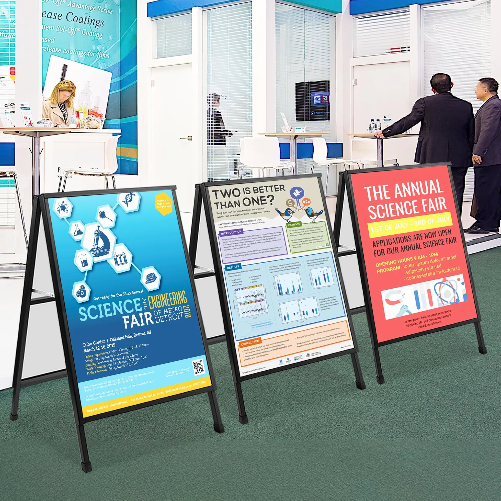 Kundenstopper DIN A1 – Doppelseitiger & Stabiler Plakatständer/Aufsteller für Außen | A-Board Werbeaufsteller, Gehwegaufsteller, Werbetafel & Infoständer aus Metall inkl. Schutzfolie