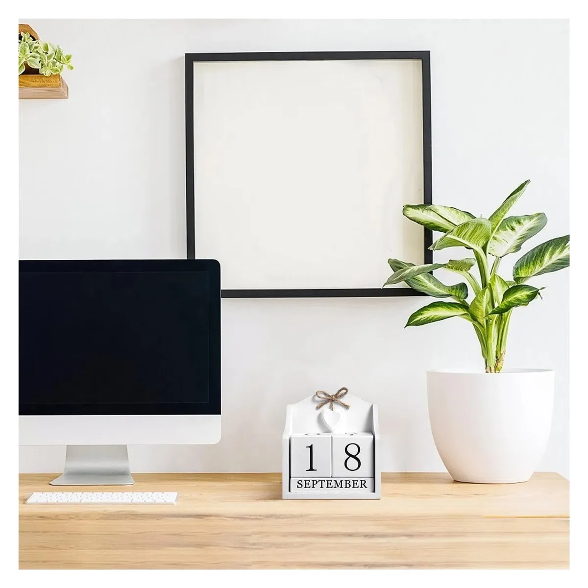 Tisch Dauerkalender aus Holz 1 Stück Holzkalender Vintage Rustikal Desktop Schreibtisch Blöcke Tischkalender Holz Monat Datum für Home Büro Dekoration