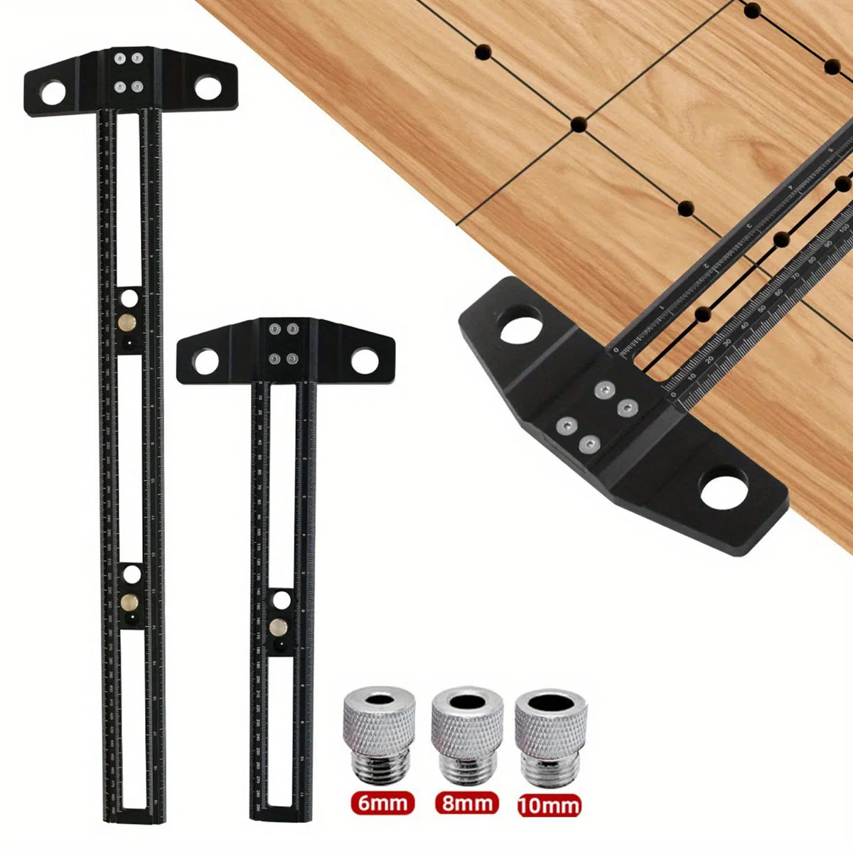 2-in-1-Winkel-Lineal für Holzbearbeitung, präzise mit metrischer und britischer Skala, hellschwarze oder rote Beschichtung