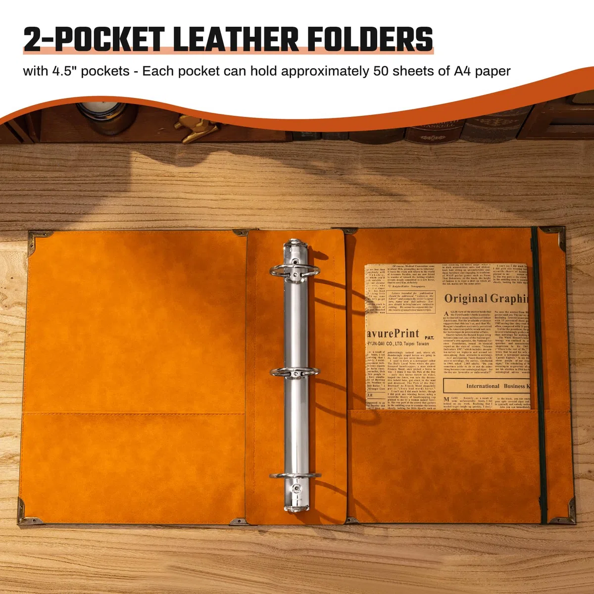 Ovesmusl 3-Ringbuch aus PU-Leder, passend für Papier im Letter-Format (21,6 x 27,9 cm), 5,1 cm runder Ringordner für 500 Blatt, Notizblock-Papiereinband, Loseblatt-Organizer, Grüner Baum