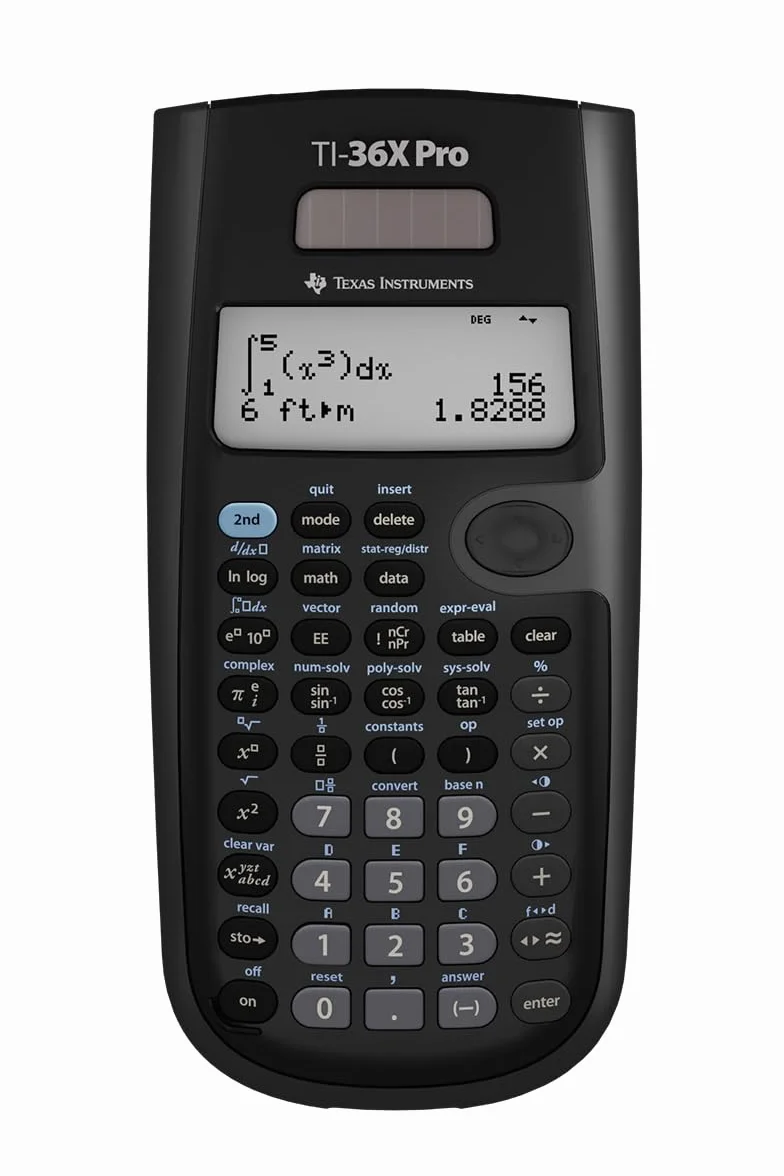Texas Instruments TI-36X PRO Schulrechner (4-zeilig), nur mit französischer Anleitung und Sprache, 36PRO/TBL/1L1, BLACK