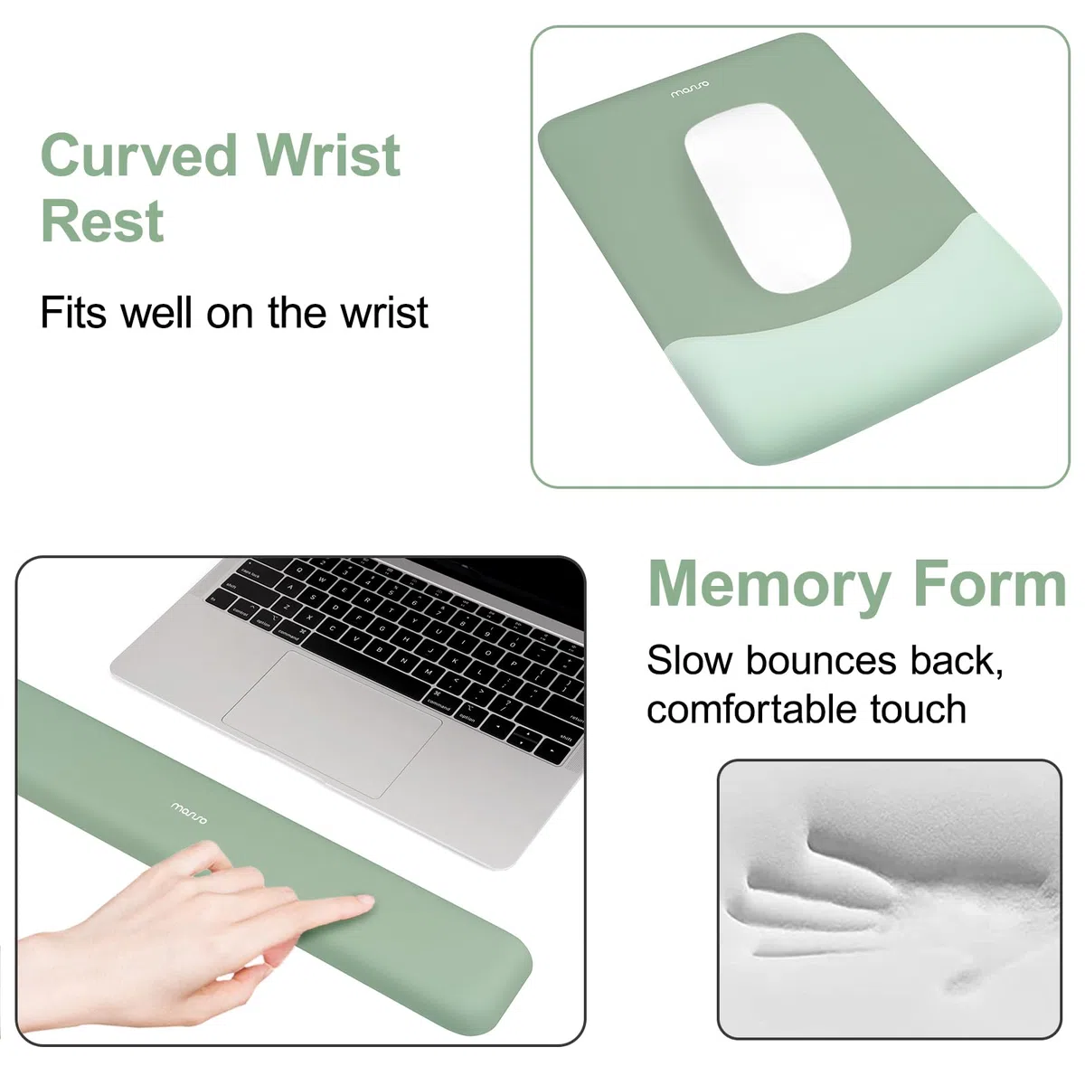 MOSISO Tastatur Mauspad Set, Großes Schreibtischunterlage Desk Mat & Rechteckige Handballenauflage Tastatur & Handgelenkauflage Ergonomisches Mauspad & Untersetzer - Rutschfestes, Büro,Antikes Grün