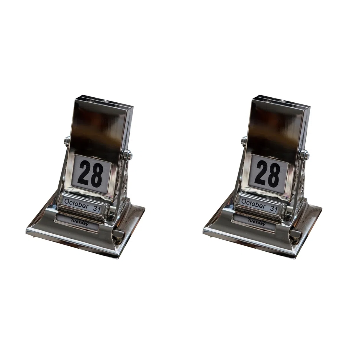 2X Skandinavischer, Einfacher Schreibtisch-Kalender, Rotierender Kalender, Hochwertiger Metall-Tischkalender, Kalenderdekorationen für Geschenke