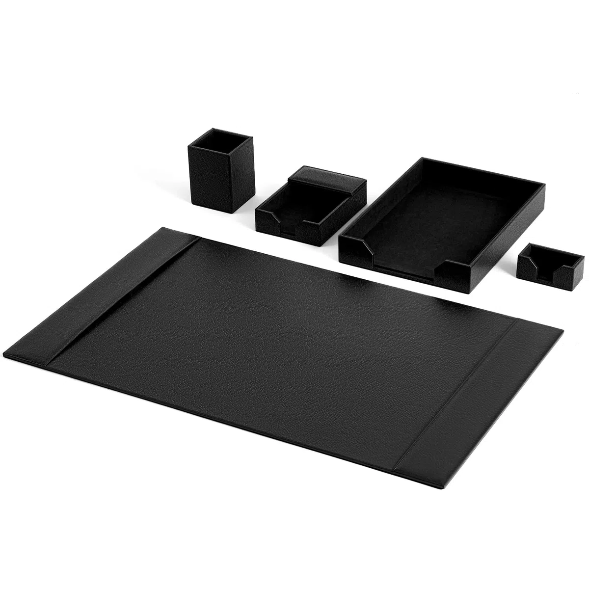 Sayglossy Schreibtischunterlagen-Zubehör-Set aus Leder – Schreibunterlage, Mattenschutz, Organizer mit Seitenschienen zum Schreiben, Büro, Zuhause, Arbeitsplatz, Schreibtischzubehör (schwarz)