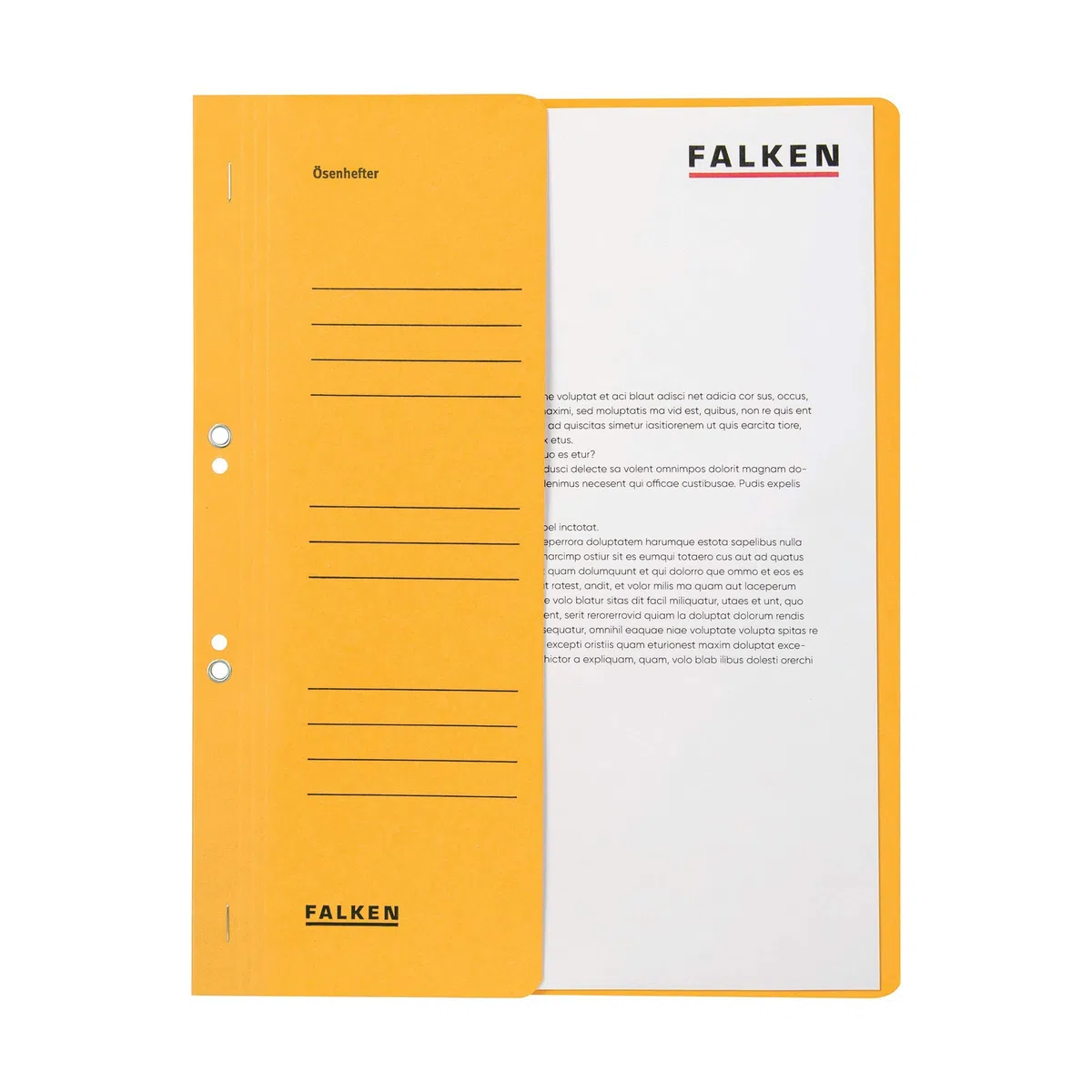 FALKEN 50x Ösenhefter aus Recycling-Karton für DIN A4 gelb | Made in Germany mit halbem Vorderdeckel und Behördenheftung Hefter Sammelmappe Dokumentenmappe