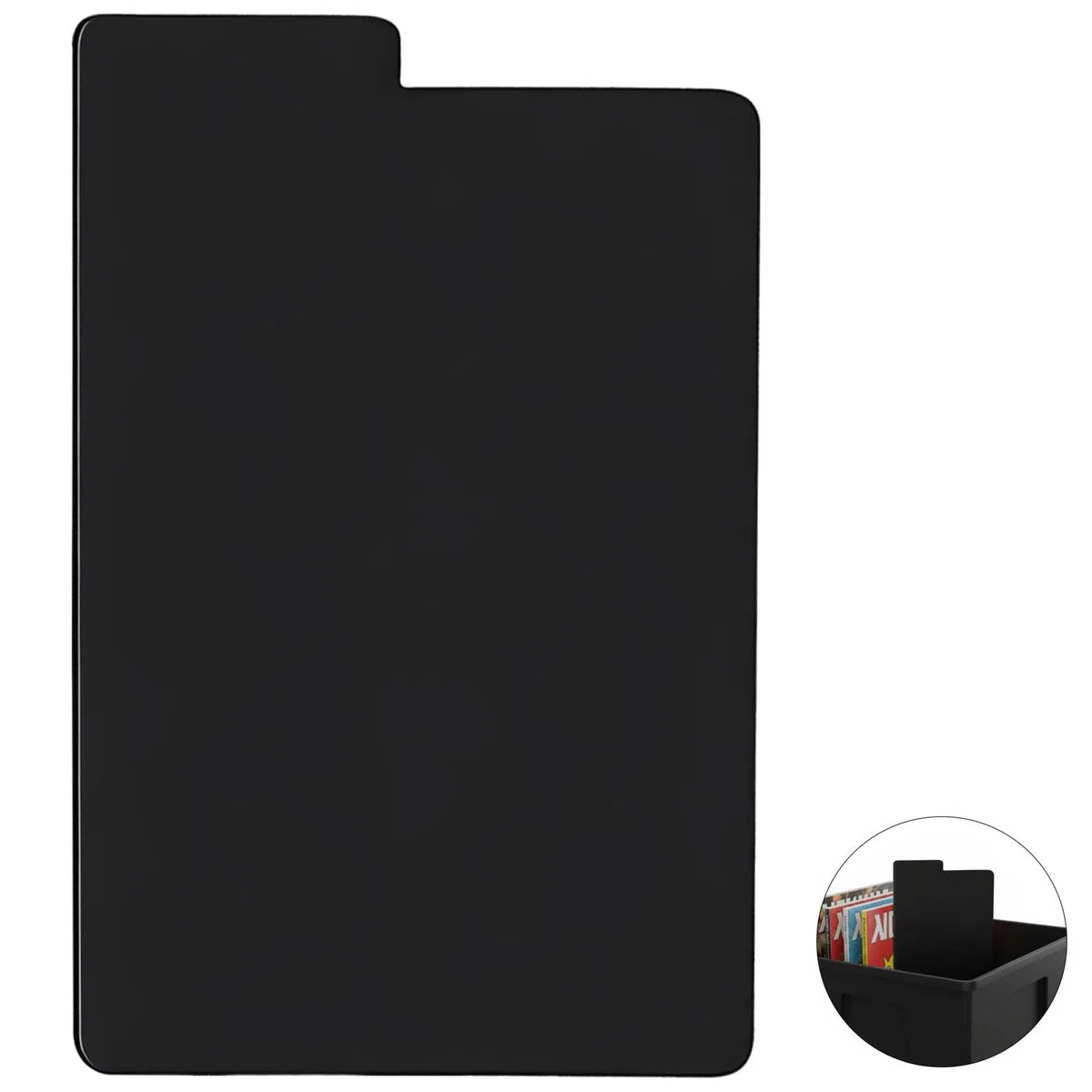 50 Stk. PP-Comicbuch-Trenner schwarz, flache Karten-Trenner mit Aufkleberetiketten für Sammlungsboxen, 18,4 x 28,6 cm, mit stabilen Laschen für Comicbuch-Sortierung, ideal für die Archivierung