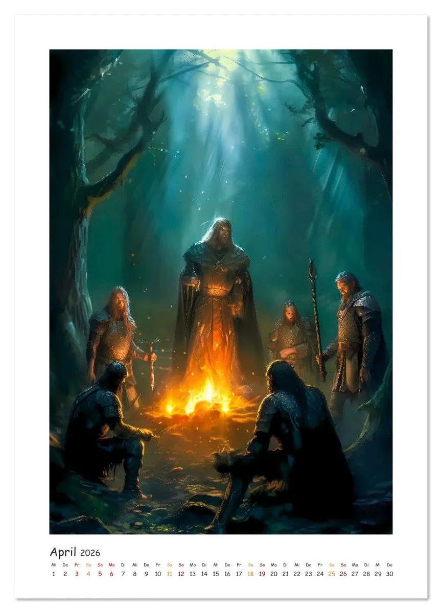 Die Drachenschlacht (hochwertiger Premium Wandkalender 2026 DIN A2 hoch), Kunstdruck in Hochglanz: Eine Bilder Geschichte über Ritter, Drachen und die große Liebe. (CALVENDO Wissenschaft)