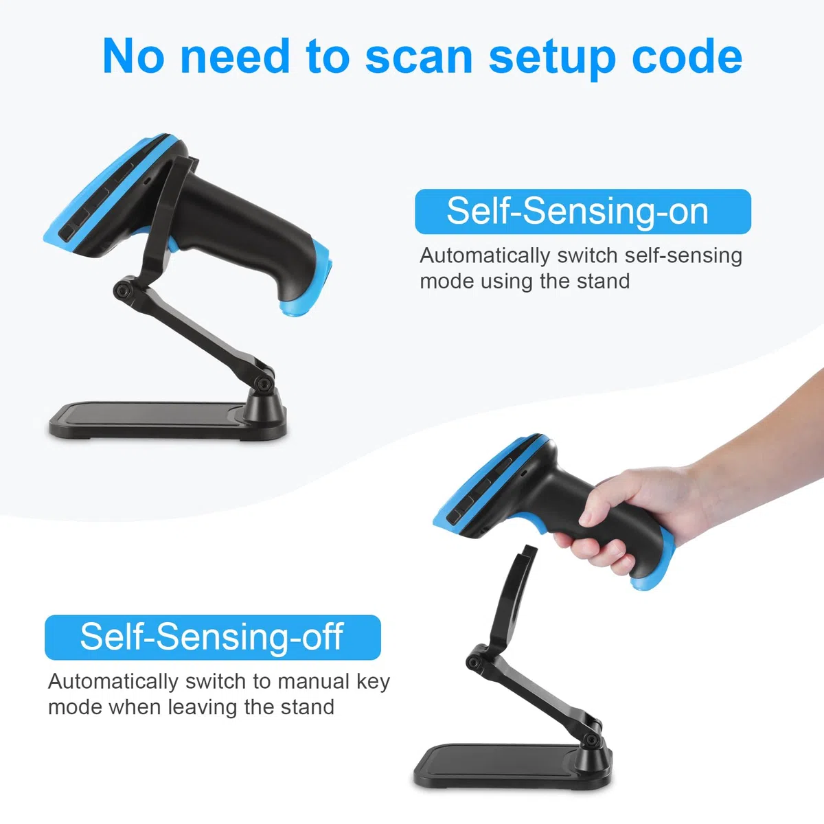 Barcode Scanner Wireless, Wiederaufladbare 1D Laser Kabelloser Scanner, Handscanner Kabellos Vielseitig 2 in 1 2.4Ghz und USB 2.0
