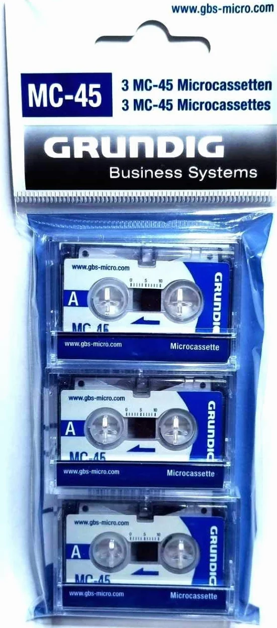 GRUNDIG Diktierkassette, Micro, MC-45, 2 x 22,5 min (3 Stück), Sie erhalten 1 Packung á 3 Stück