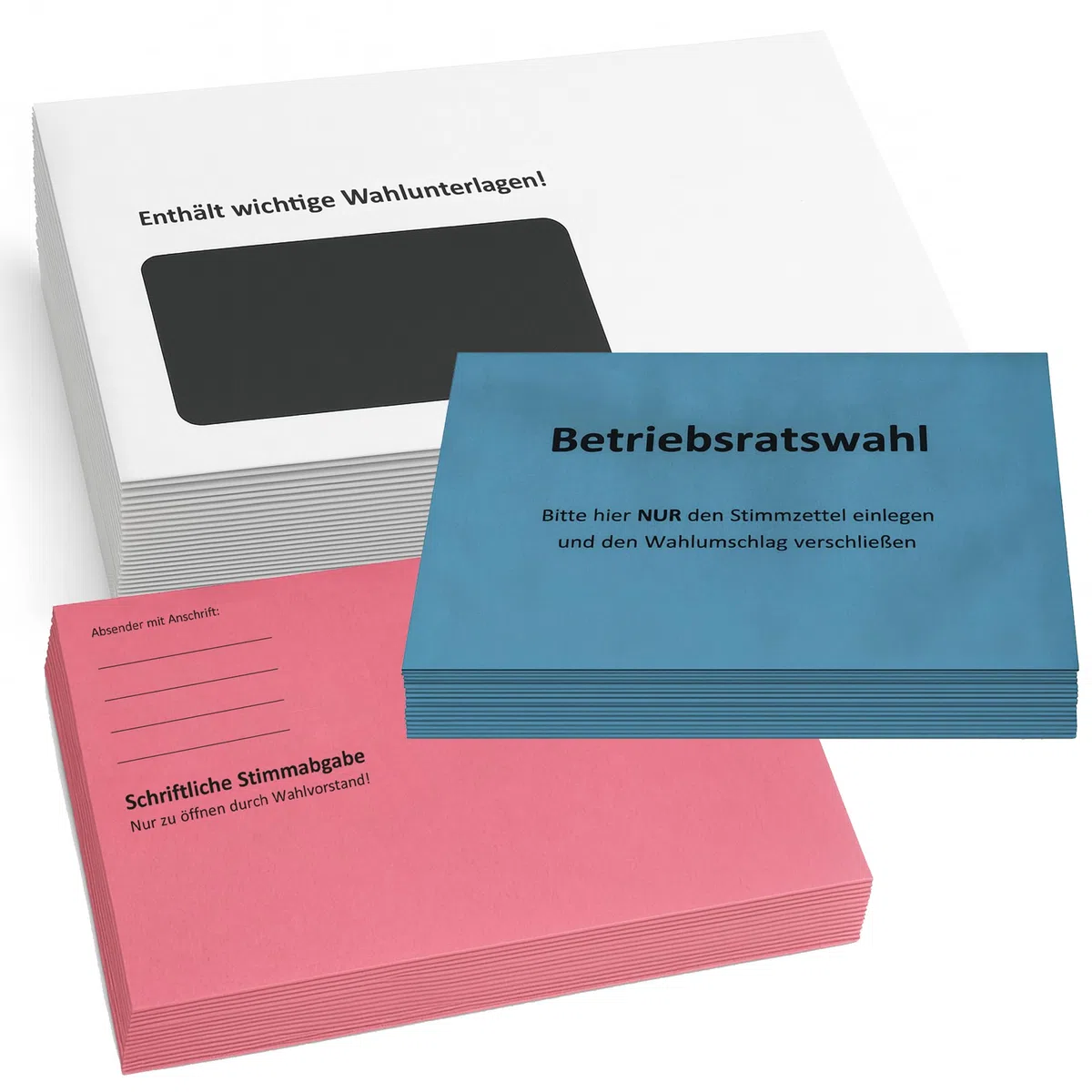 Betriebsratswahl Briefwahl Kombipaket – weiße Kompaktumschläge, Stimmzettelumschläge C6 + Rückumschläge B6 – gesetzeskonform (C6 Blau + B6 Rot – Betriebsratswahl, 50 Stück)