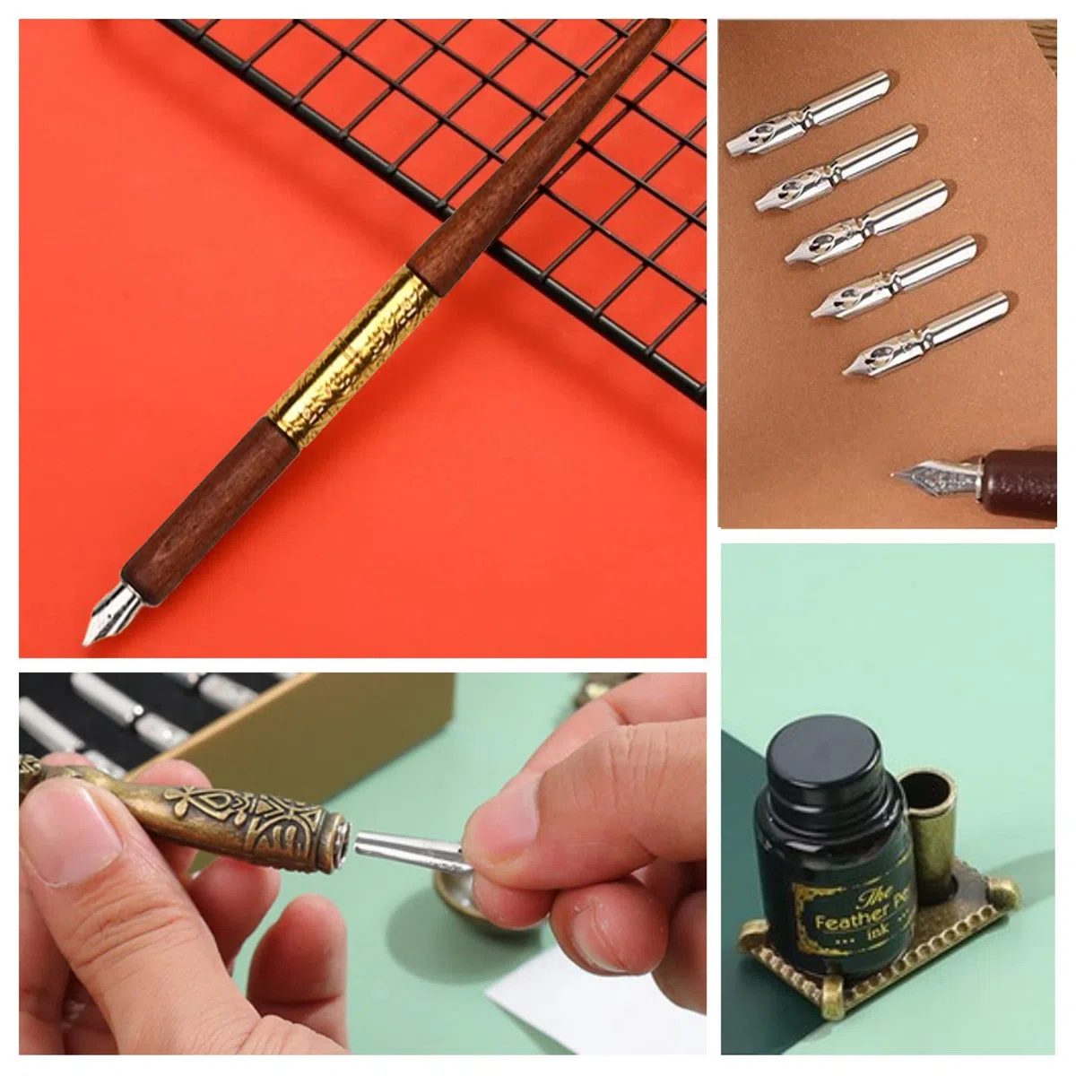 Joyeee Feder Kalligraphie Stift Set, Dip Pen Kalligraphie Set enthalten Siegelwachs Perlen, Ersatzspitzen zum Schreiben, Journaling, Zeichnen, Unterschrift, Hochzeit, Retro Dekoration Geschenk