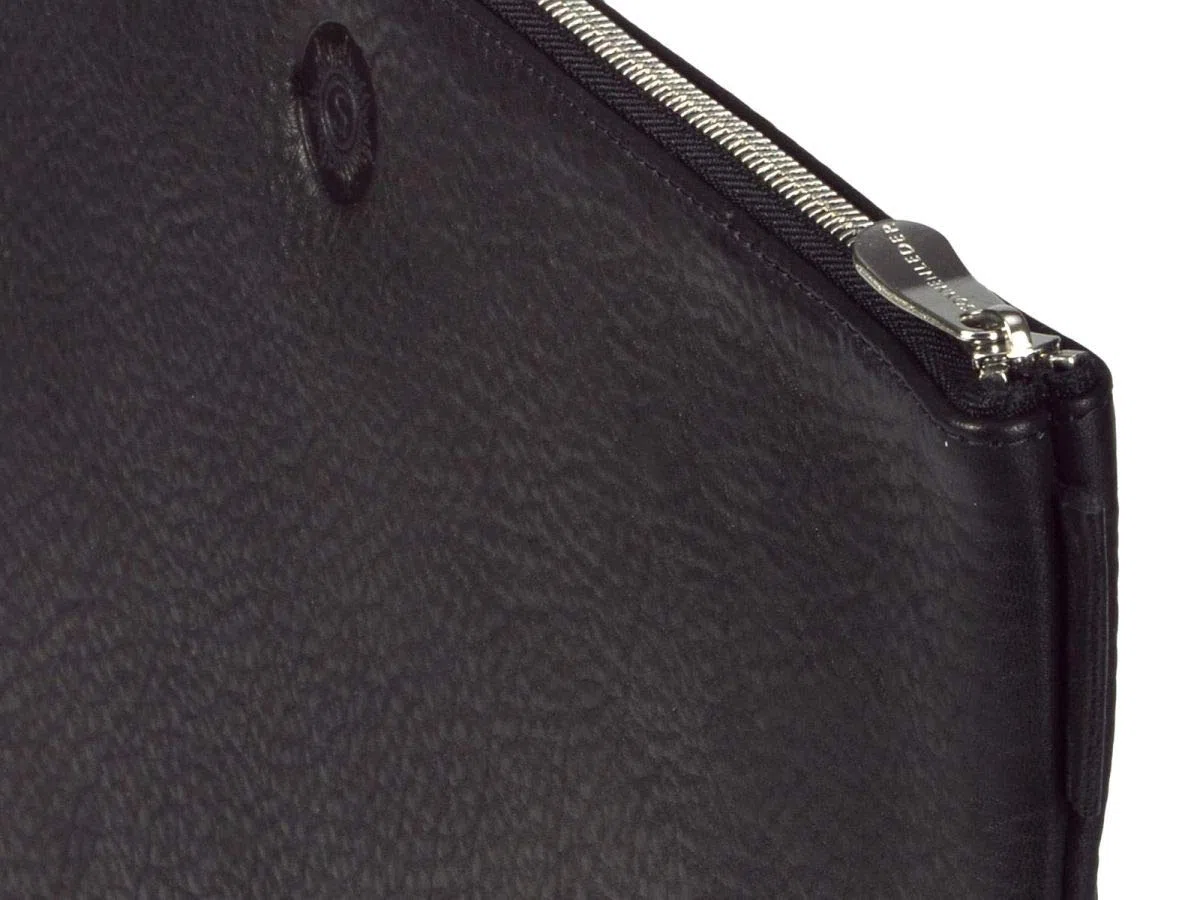 Sonnenleder Dokumentenmappe groß Banktasche A4 Leder mit Reißverschluss Ledermappe Ledertasche schwarz