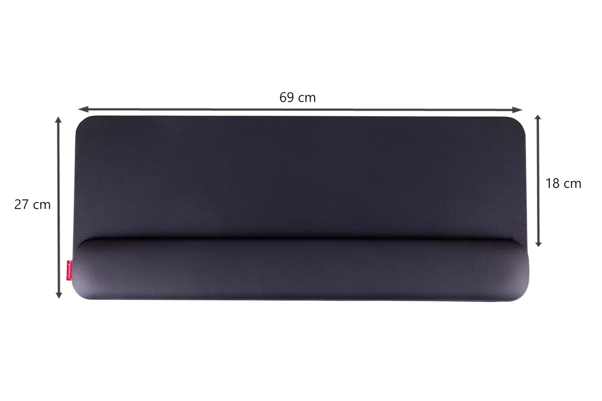 Handballenauflage Tastatur, Schwarz, 695 x 270 x 25 mm | Ergonomische Tastatur Handauflage, strapazierfähiges Leder, Für Büro/Zuhause,Leicht zu reinigen