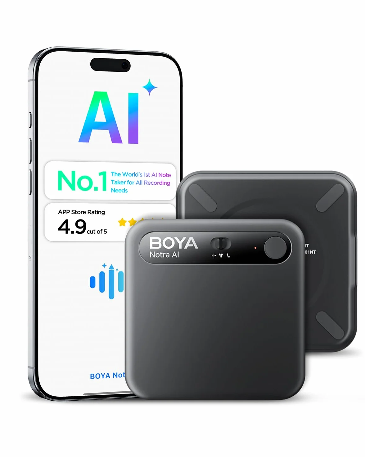 BOYA Notra KI Diktiergerät, KI-Transkription intelligente Zusammenfassung, über 140 Sprachen, 64 GB Speicher, magnetischer Notizblock für Besprechungen, Vorlesungen und Interviews Meetings