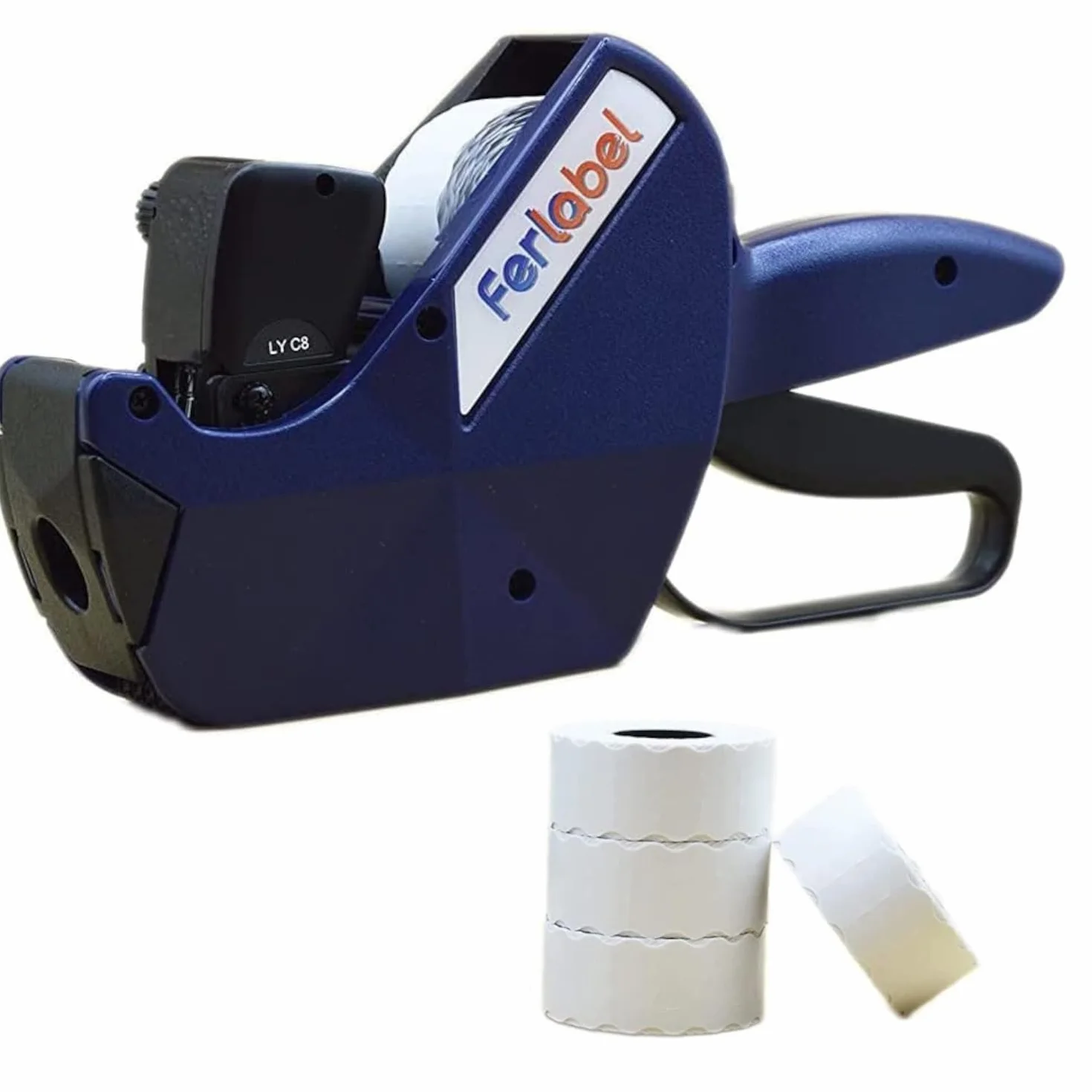Ferlabel Etikettiermaschine LYC 8 Zeichen + 4 Rollen mit 1.500 Etiketten pro Rolle (Format 26 x 12 mm)