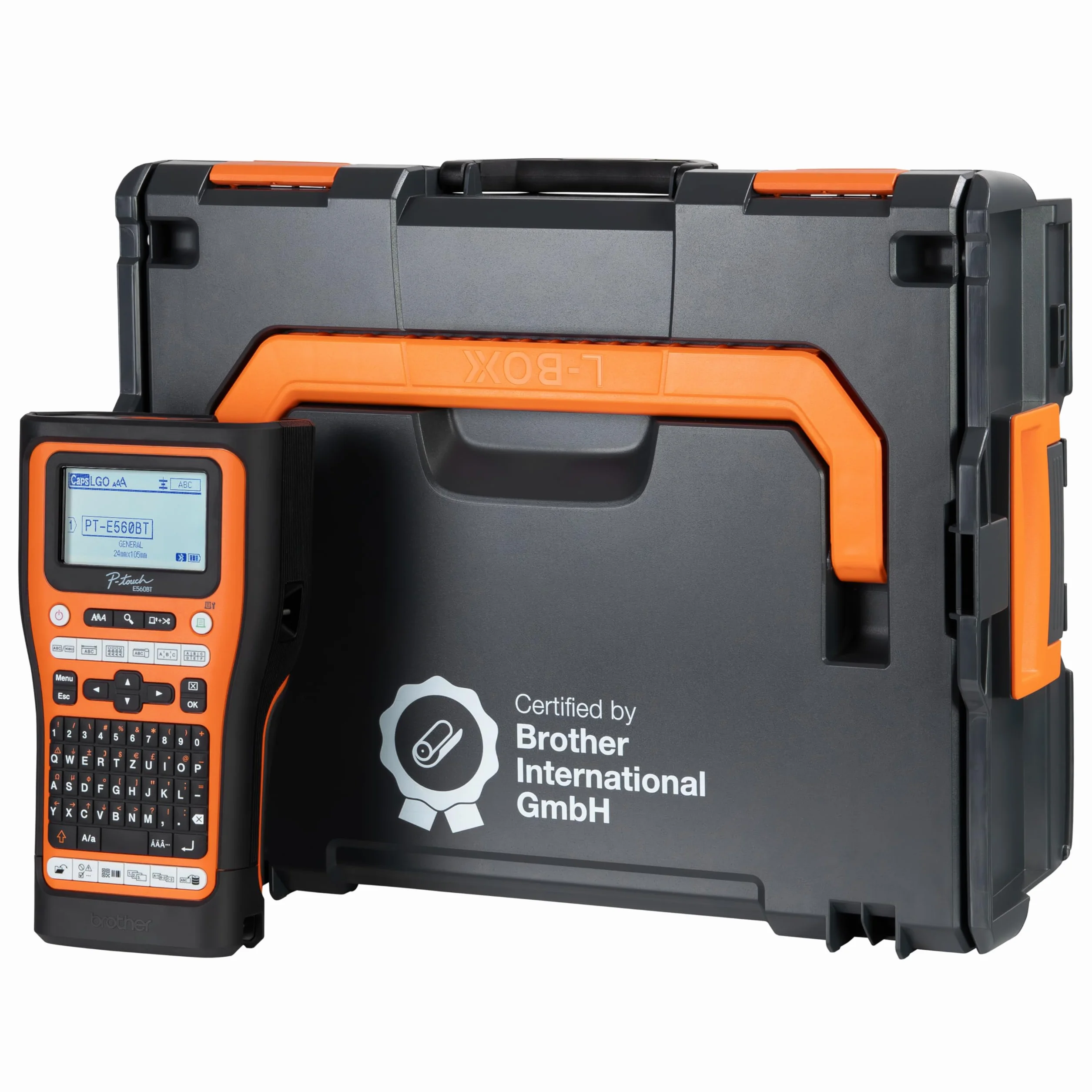 Brother PT-E560BT Beschriftungsgerät | Bluetooth und USB-Typ C, Li-Ion Akku, 2 Pro Tape Schriftbänder, L-BOXX 136 Systemkoffer mit Schaumstoffeinlage