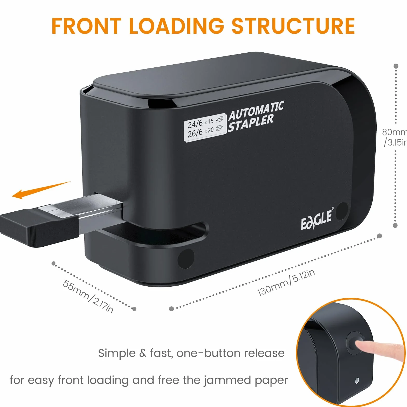 Eagle Elektrische stapler-heavy Pflicht Automatische Hefter, 20 Blatt Kapazität, Akku oder AC Powered, Schwarz (GB-Adapter)