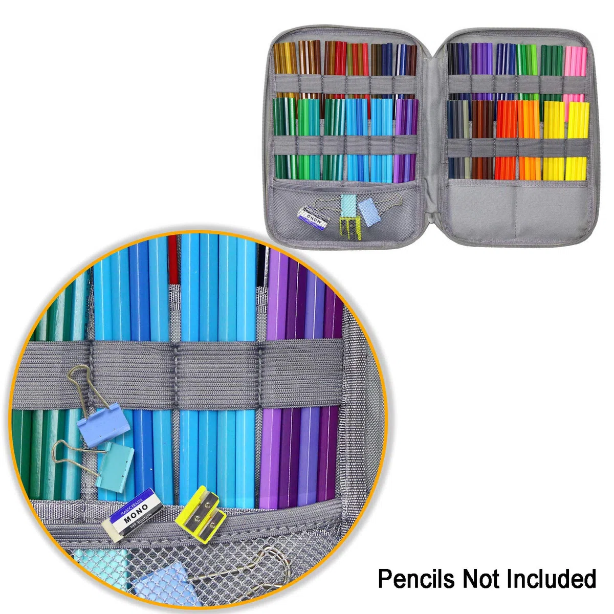 YOUSHARES Federmäppchen mit 96 Fächern, großes Fassungsvermögen, Stiftehalter, Stift-Organizer-Tasche mit Reißverschluss für Prismacolor Aquarell-Buntstifte, Gelstifte für Künstler (lernende Katze)