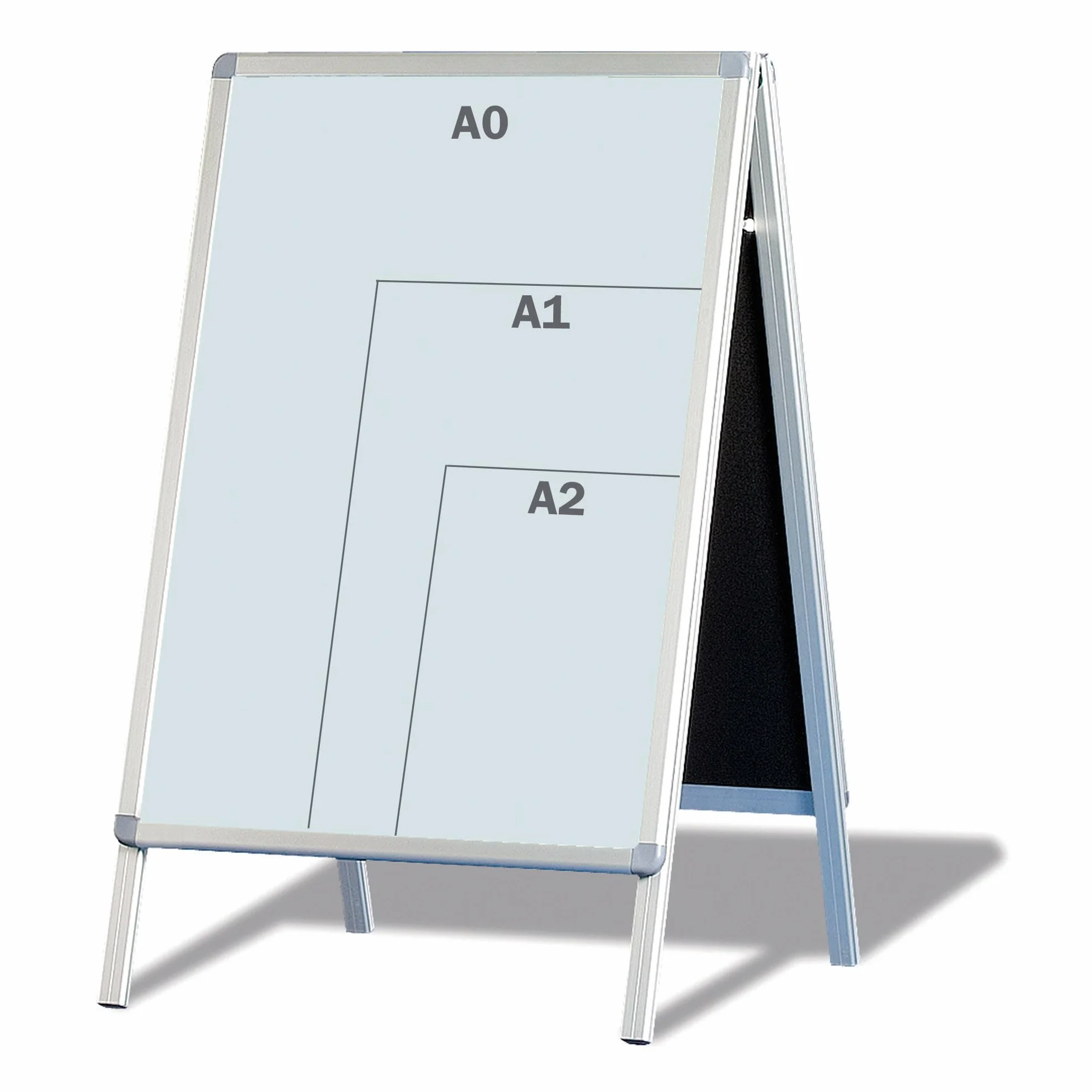 FRANKEN Plakatständer Kundenstopper A1 mit Klapprahmentechnik, freistehend, doppelseitig, Aluminiumrahmen, Standard, BSA1