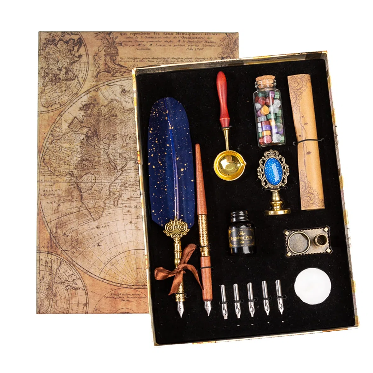 Joyeee Feder Kalligraphie Stift Set, Dip Pen Kalligraphie Set enthalten Siegelwachs Perlen, Ersatzspitzen zum Schreiben, Journaling, Zeichnen, Unterschrift, Hochzeit, Retro Dekoration Geschenk