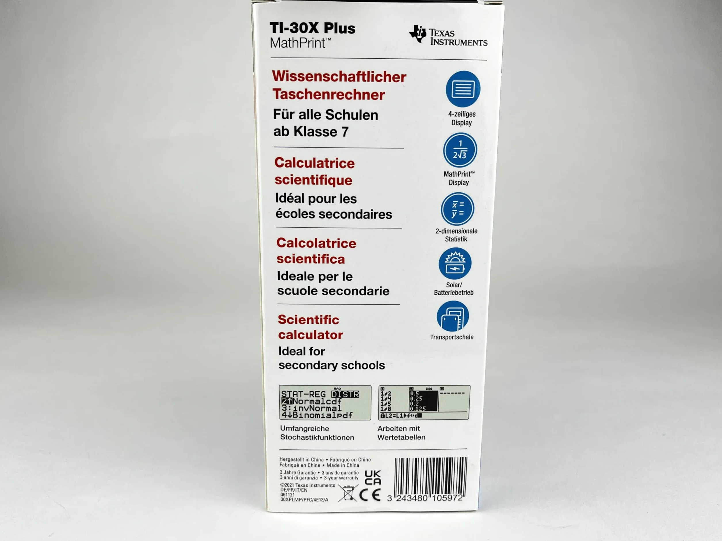 Texas Instruments TI-30X Plus MathPrint FC Wissenschaftlicher Schulrechner (4-zeilig)