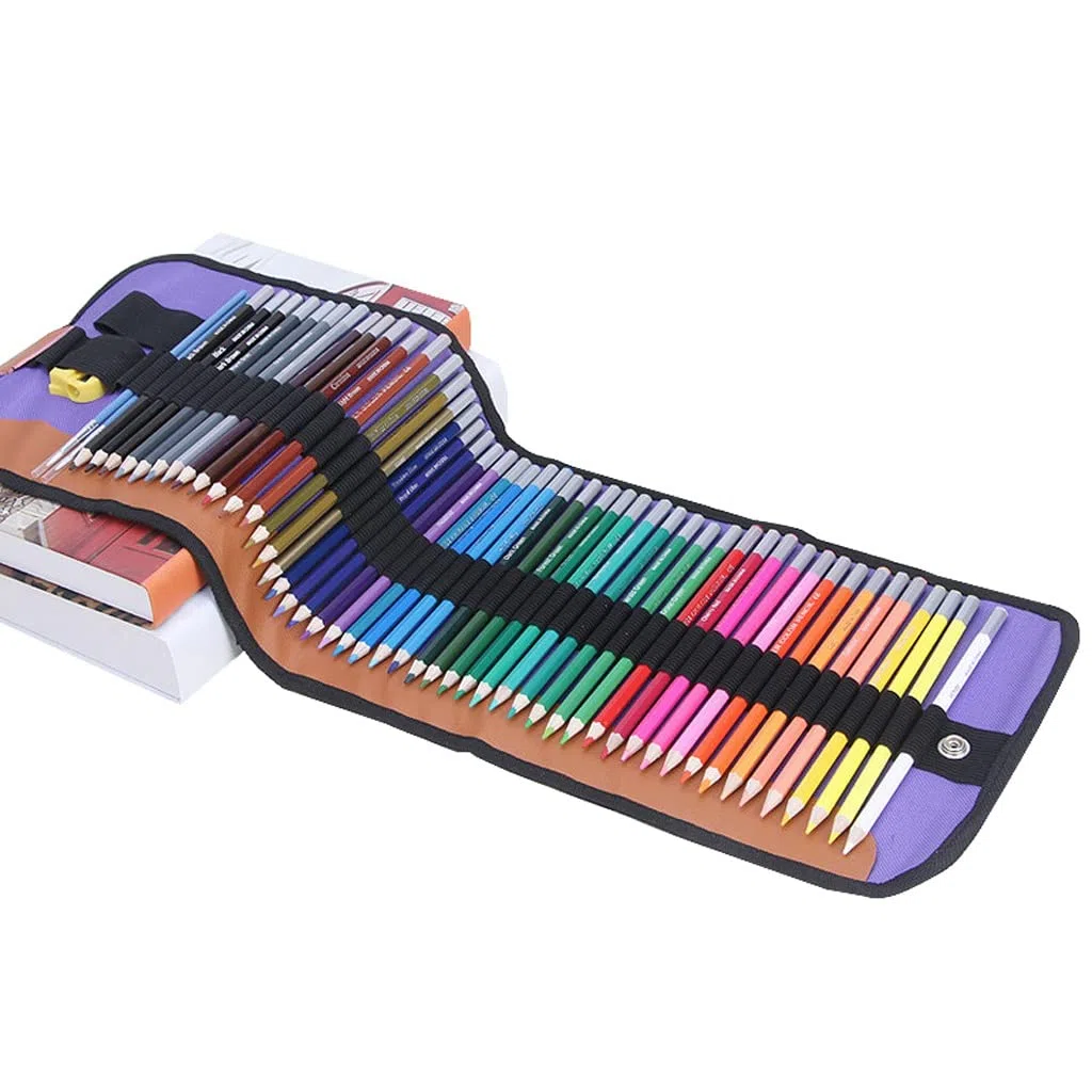 Farben-Aquarell-Bleistift-Set mit Rollen-Federmäppchen Zeichnungs-Farbstift-Schulkunst-Bleistifte (Color : A)