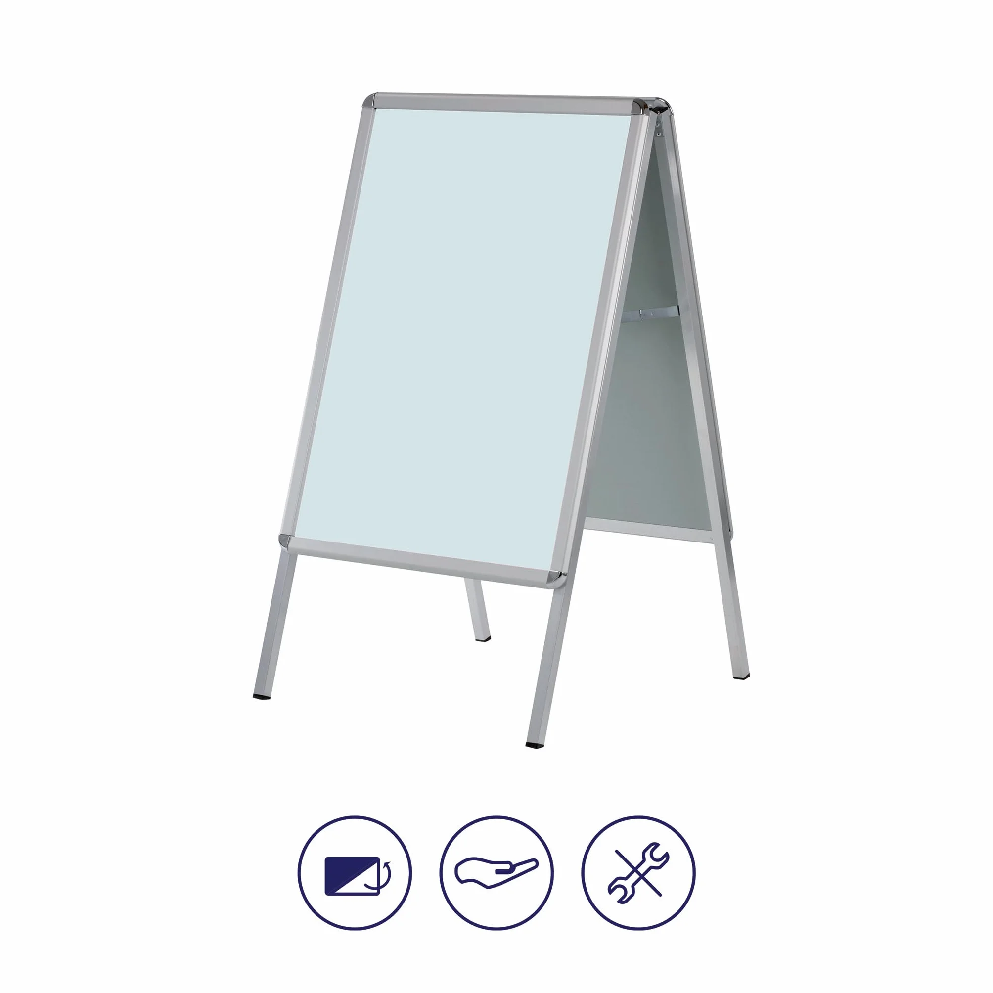 FRANKEN Plakatständer Kundenstopper A1 mit Klapprahmentechnik, freistehend, doppelseitig, Aluminiumrahmen, Standard, BSA1